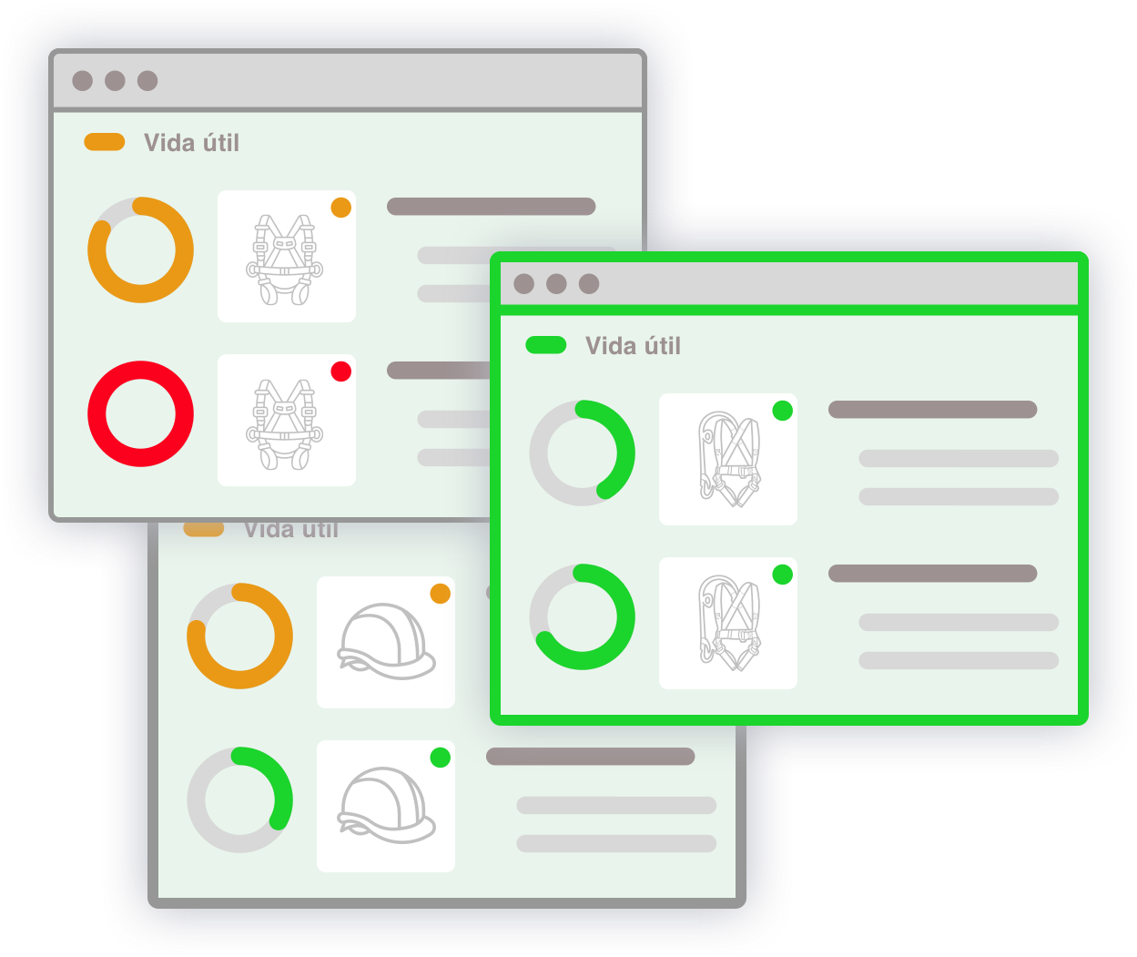 Pantalla de control de caducidad de EPIs en el software Wobyk