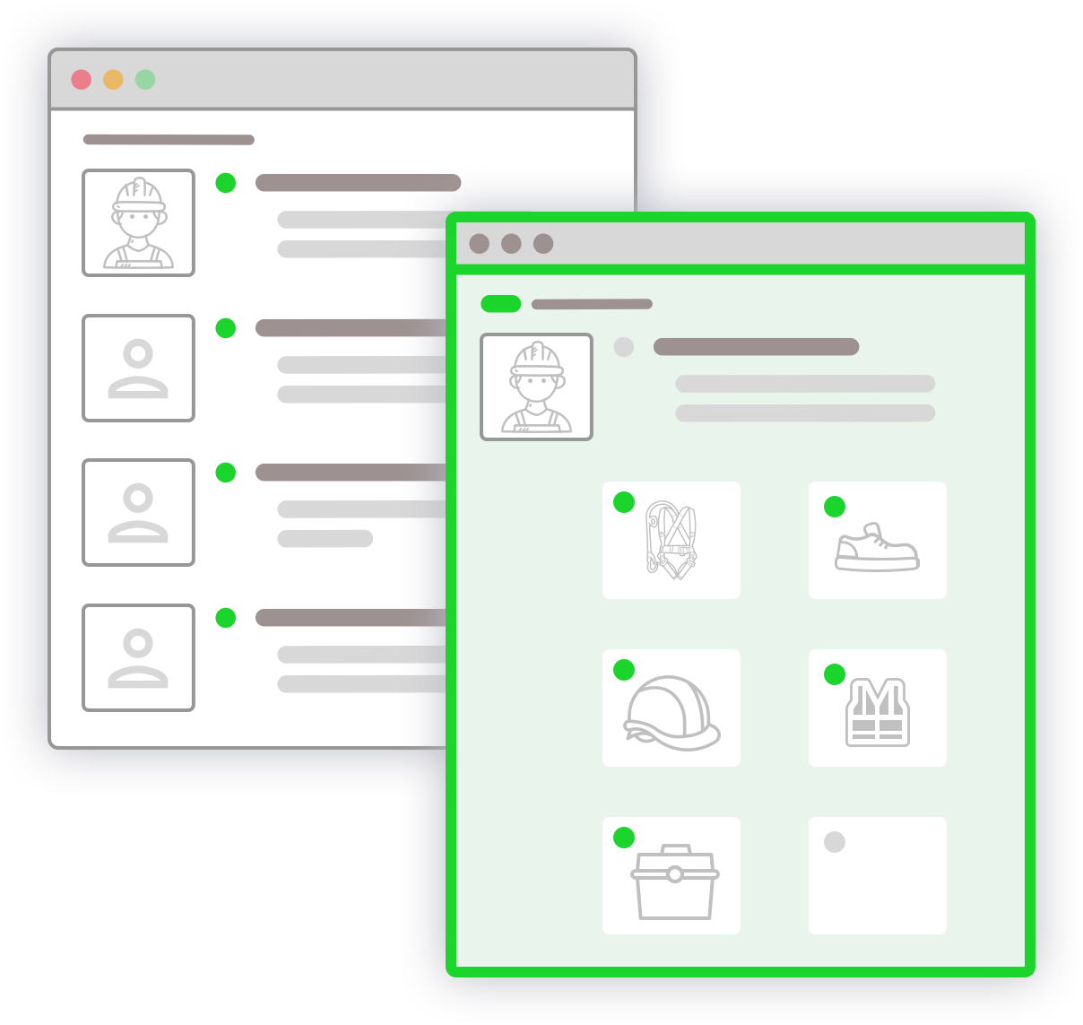 Pantalla de registro de entrega de EPIs en el software Wobyk